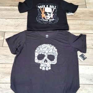Halloween Skull t shirts bundle Adult women Lg and child unisex M NWT